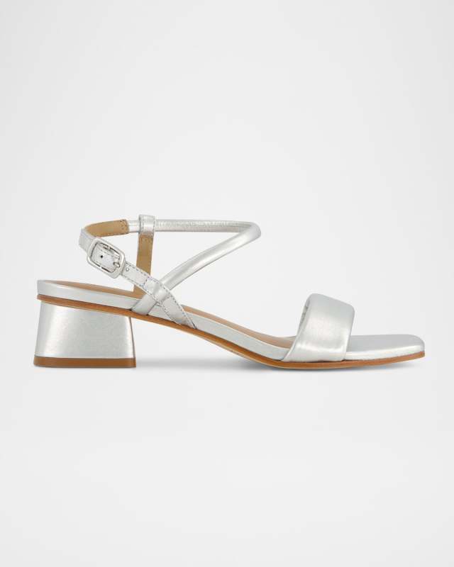 Josei Ankle-Strap Metallic Leather Sandals